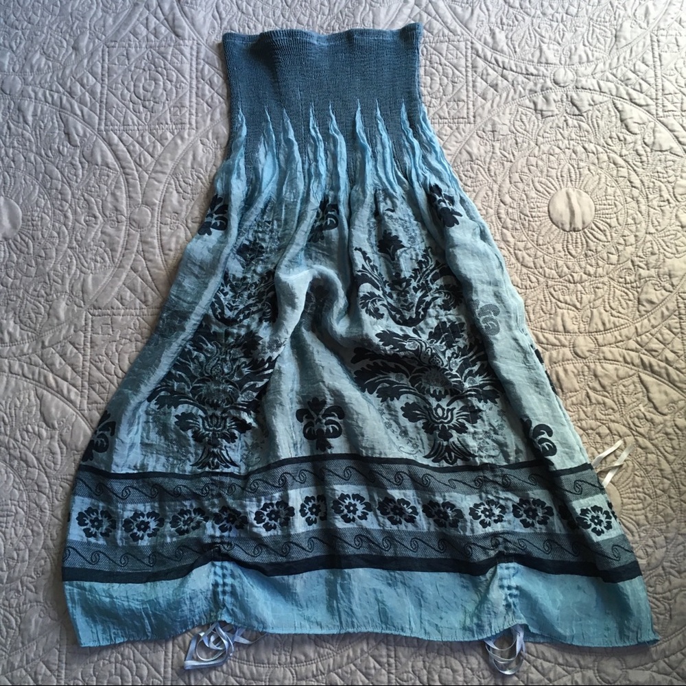 Lapis Anthropologie strapless dress/skirt SZ OS